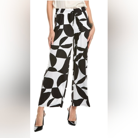Zac & Rachel Pants - Zac & Rachel Relaxed Palazzo Black & White Boho Wide Leg Travel Flowy Pants
